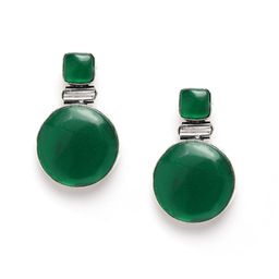 AITIHYA Silver-Plated Geometric Artificial Stones Drop Earrings-38