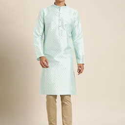 SOJANYA Men Ethnic Motifs Foil Printed Silk Cotton Kurta-picture-41