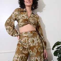 YELLOW PARROT Geometric Printed Shirt Collar Top With Palazzo-50