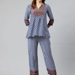 Cottinfab Printed Top With Trousers-image-78
