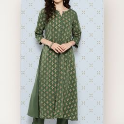 Janasya Women Ethnic Motifs Printed Regular Kurta with Trousers-picture-16