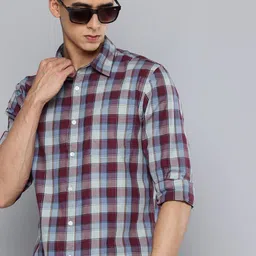 Flying Machine Pure Cotton Slim Fit Checked Casual Shirt-image-99
