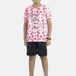 KiddoPanti Boys Tie & Dyed Pure Cotton T-shirt with Shorts-image-26