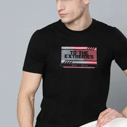 HRX By Hrithik Roshan Lifestyle Men Jet Black Bio-Wash Brand Carrier T-shirt-image-34