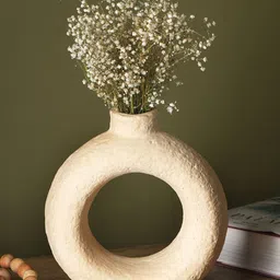 FIG Cream Paper Mache Round Shaped Flower Vase-image-12