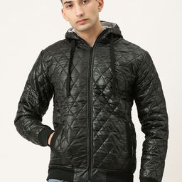 Campus Sutra Men Black Solid Quilted Jacket-image-23