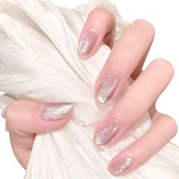 Secret Lives 24 Pieces Glossy Round Cat's Eye Fake Nails-41