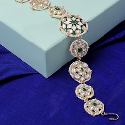 Zaveri Pearls Women Green & Gold-Toned Embellished Hairband-49