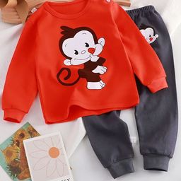 Bold N Elegant Kids Graphic Printed Pure Cotton T-shirt with Trousers-image-47