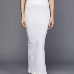 Inddus Women White Solid High Compressed Seamless Instant Slimming Saree Shapewear-image-41