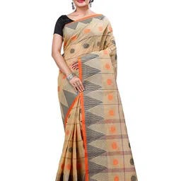PuJoy Woven Design Pure Cotton Taant Saree-picture-24