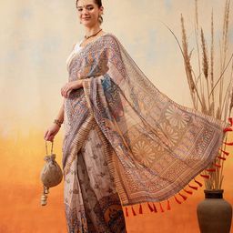 Silk Land Abstract Printed Ready to Wear Chanderi Saree-picture-17