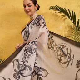 Silk Land Abstract Printed Ready to Wear Chanderi Saree-picture-25