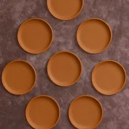 The handicraftian Set of 8 Terracotta Round Wall Plates-picture-4