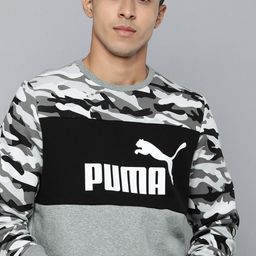 Puma Men Black & Grey Melange Camouflage Printed Regular Fit Sweatshirt-picture-34