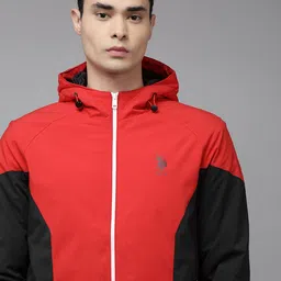 U.S. Polo Assn. Men Red & Black Colourblocked Sporty Jacket-picture-39