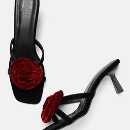 ZORI WORLD Embellished Velvet Party Slim Heeled Sandals-24