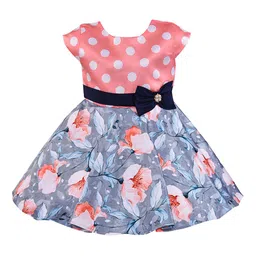 Wish Karo Girls Peach-Coloured & Blue Printed Fit and Flare Dress-image-68
