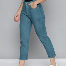 Harvard Women Teal Green Straight Fit Stretchable Jeans-image-15