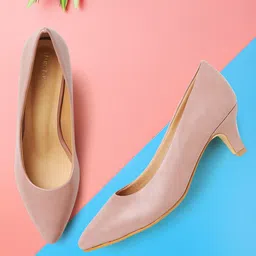 Marc Loire Nude-Coloured Solid Pointed Toe Kitten Heels-52