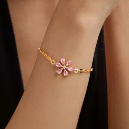 MINUTIAE Women Brass Crystals Gold-Plated Link Bracelet-image-28