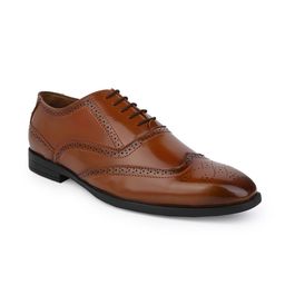 Alberto Torresi Men Tan Brown Textured Formal Brogues-image-78