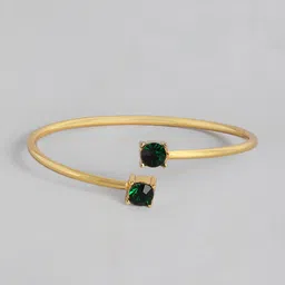 Estele Gold-Plated & Green Stone-Studded Cuff Bracelet-25