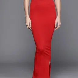 Inddus Women Red Solid High Compressed Seamless Instant Slimming Saree Shapewear-14