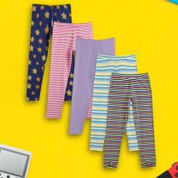 XY Life Girls Pack Of 5 Astro Supercombed Cotton Leggings-image-51