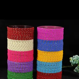 NMII 120 Pieces Spreads Zari and Cutting Design Bangles-19