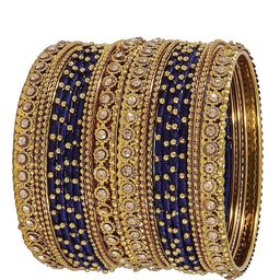 NMII Set Of 20 Zircon Stone Studded Silk Thread Bangles-image-93