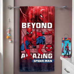 YK Kids Red & Blue Spiderman Printed Pure Cotton Bath Towel-8