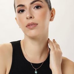 Estele Rose Gold-Plated Geometric CZ Pendant with Chain-image-28