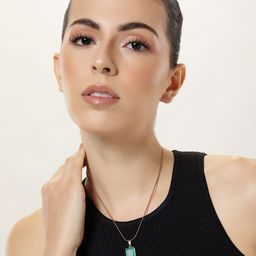 Estele Rose Gold-Plated Geometric CZ Pendant with Chain-image-53