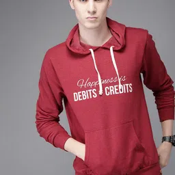 Campus Sutra Men Maroon Printed Hooded Sweatshirt-picture-15