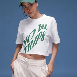 glitchez Untamed Spirit Typo Print Cropped Boxy T-shirt-picture-52