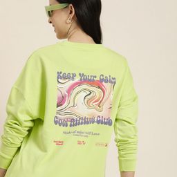 HERE&NOW Graphic Printed Pure Cotton Pullover Sweatshirt-image-88