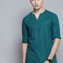 DENNISON Men Green Comfort Slim Fit Short Kurta-picture-36
