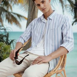 Peter England Casuals Men Slim Fit Striped Casual Shirt-picture-29