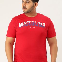 Masculino Latino Men Red Printed Round Neck Plus Size Gym Pure Cotton T-shirt-14
