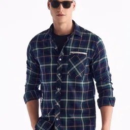 Red Flame Men Tartan Checks Opaque Checked Casual Shirt-image-69