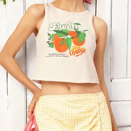 DressBerry Conversational Print Sleeveless Crop T-shirt-picture-2