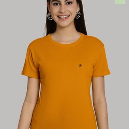 Friskers Women Gold-Toned & Sea Green 2 Slim Fit T-shirt-image-28