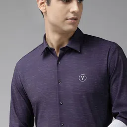 Van Heusen Men Navy Blue Slim Fit Textured Formal Shirt-image-28