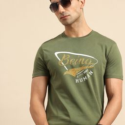 Being Human Brand Logo Printed Pure Cotton Slim Fit T-shirt-picture-26