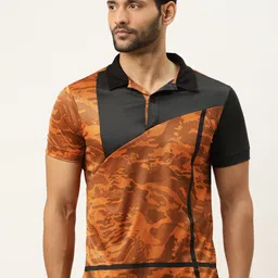 ACTOHOLIC Men Orange & Black Printed Polo Collar T-shirt-picture-12