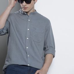 AMERICAN EAGLE OUTFITTERS Men Blue Solid Classic Casual Shirt-image-57