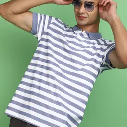V-Mart Striped Polo Collar Slim Fit T-shirt-picture-3