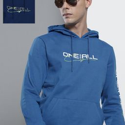 The Indian Garage Co Men Blue Printed Hooded Sweatshirt-image-79