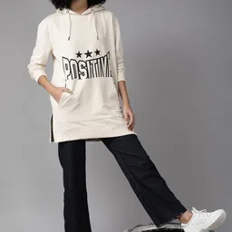 The Roadster Lifestyle Co. Typography Printed Side Slits Longline Hooded Sweatshirt-picture-18